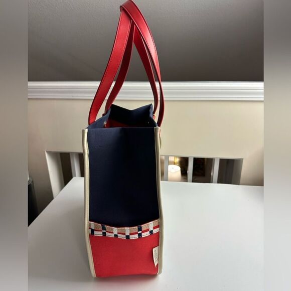 Spartina 449 Quarterdeck Beach Bag Tote Red+Navy New with Tags - Picture 4 of 9